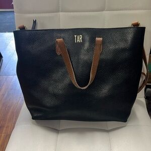 Madewell black purse with brown leather straps
